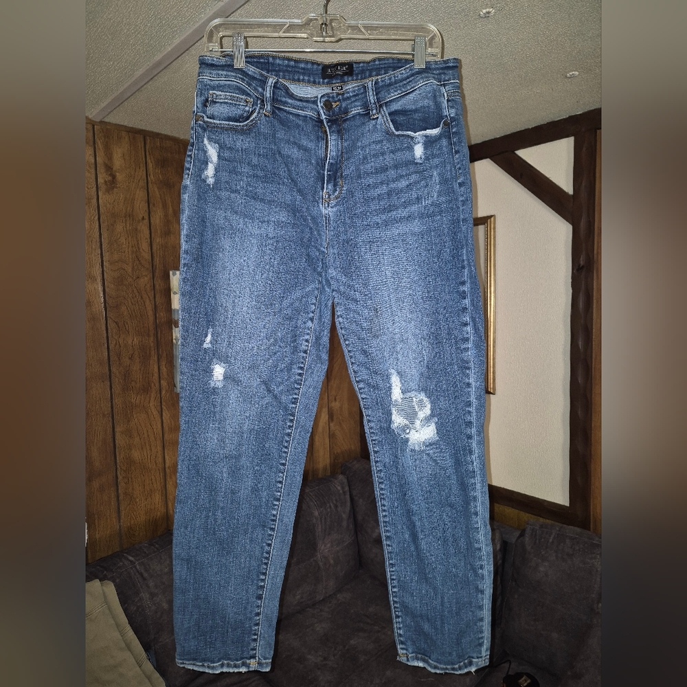 Distressed Blue Jeans